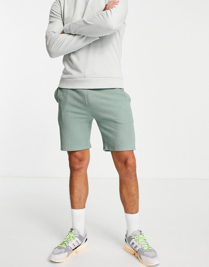 Topman Textured Shorts In Green