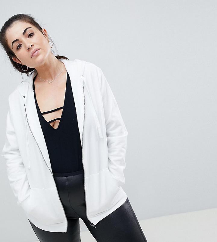 Asos Design Curve Zip Through Hoodie - White