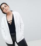 Asos Design Curve Zip Through Hoodie - White