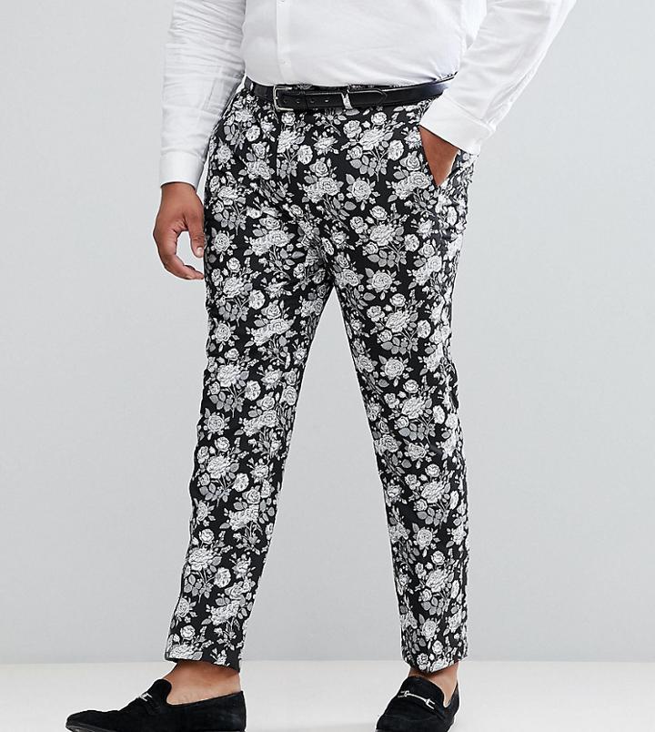 Noose & Monkey Plus Skinny Jacqaurd Pants - Black