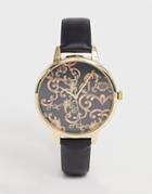 Asos Design Watch With Vintage Style Baroque Print With Black Strap - Multi