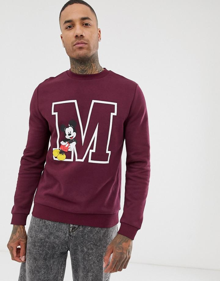 Asos Design Oversized Sweatshirt With Retro Mickey Mouse Print-red