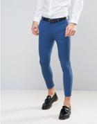 Asos Extreme Super Skinny Cropped Smart Pants In Blue - Blue