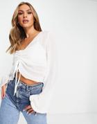 Missguided Ruched Front Blouse In White
