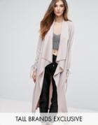 Missguided Tall Lace Up Sleeve Duster Coat - Stone