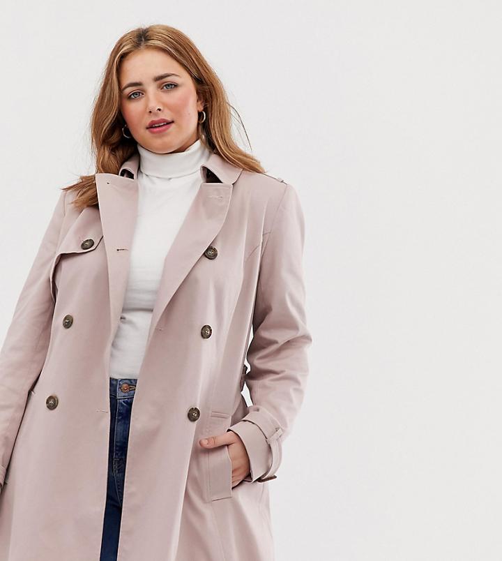 Asos Design Curve Trench Coat - Pink