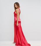 Jarlo Tall High Neck Fishtail Maxi Dress With Strappy Open Back Detail - Red