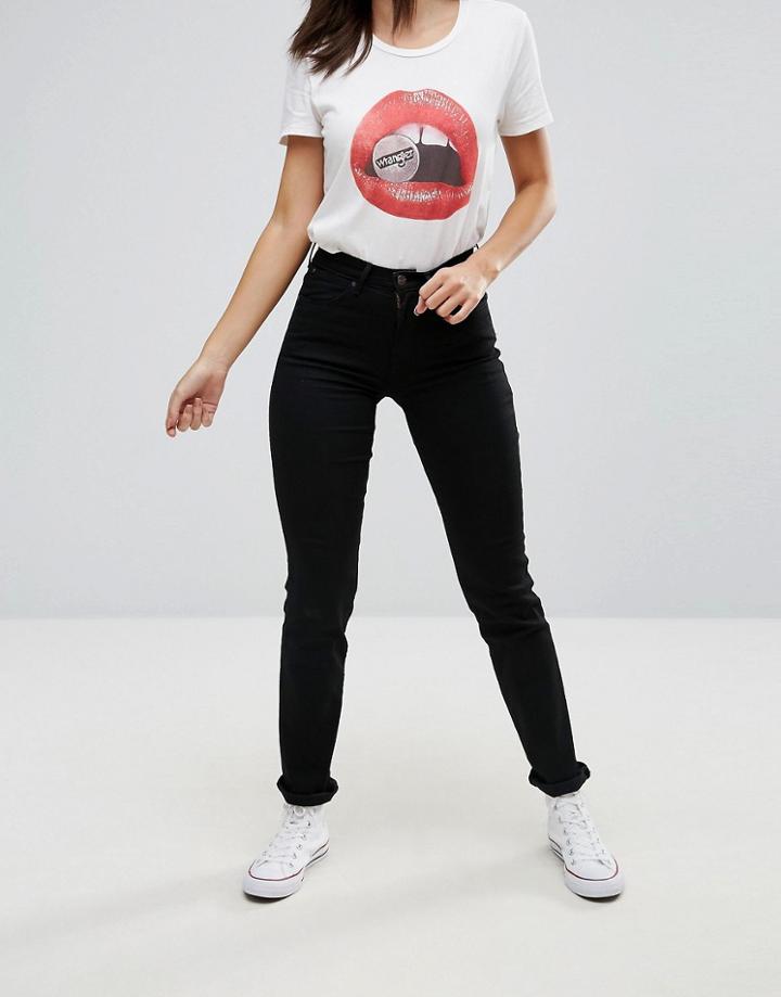 Wrangler High Waist Slim Cut Jeans-black
