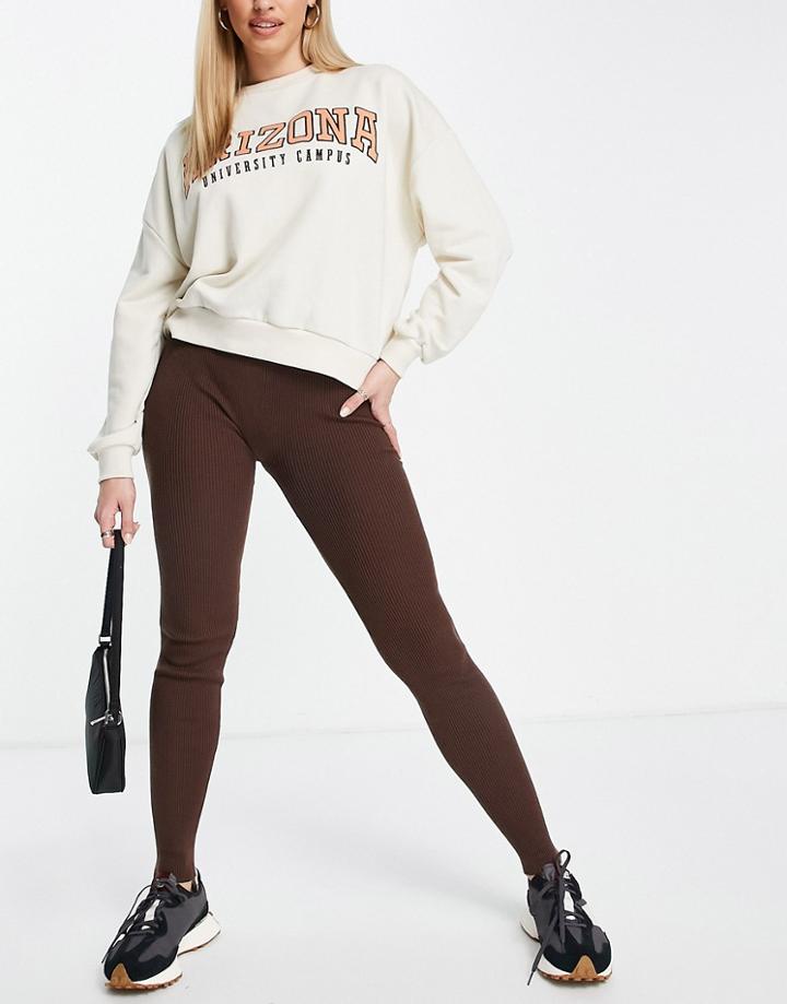 Asos Design Knit Legging In Brown - Part Of A Set