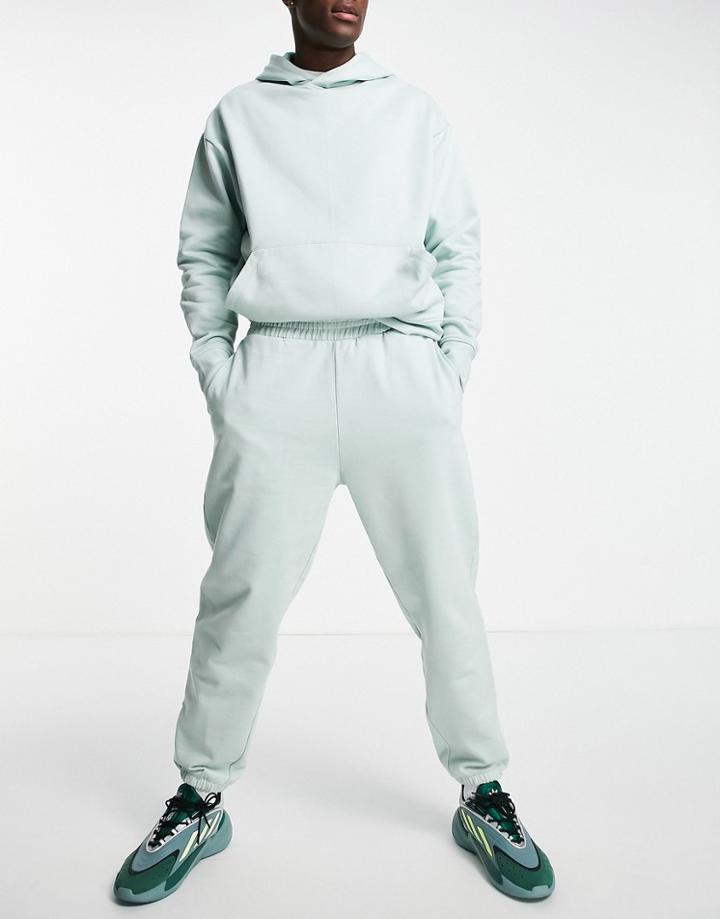Asos Design Set Heavyweight Oversized Sweatpants In Washed Green