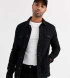 Asos Design Tall Regular Denim Jacket In Black