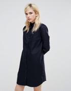 Fred Perry Shirt Dress With Gingham Sleeve - Navy