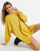 Asos Design Oversized Mini Sweatshirt Hoodie Dress In Yolk Yellow