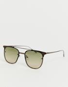 Asos Design Retro Sunglasses With Brown Frame And Laid On Lenses In Grad - Brown