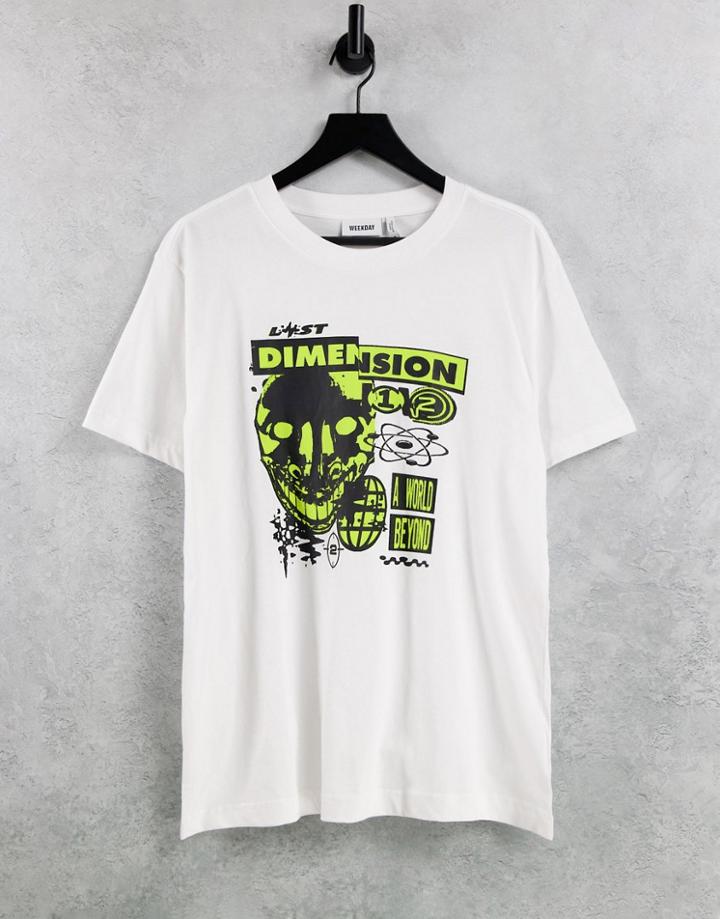 Weekday Relaxed Printed T-shirt In White