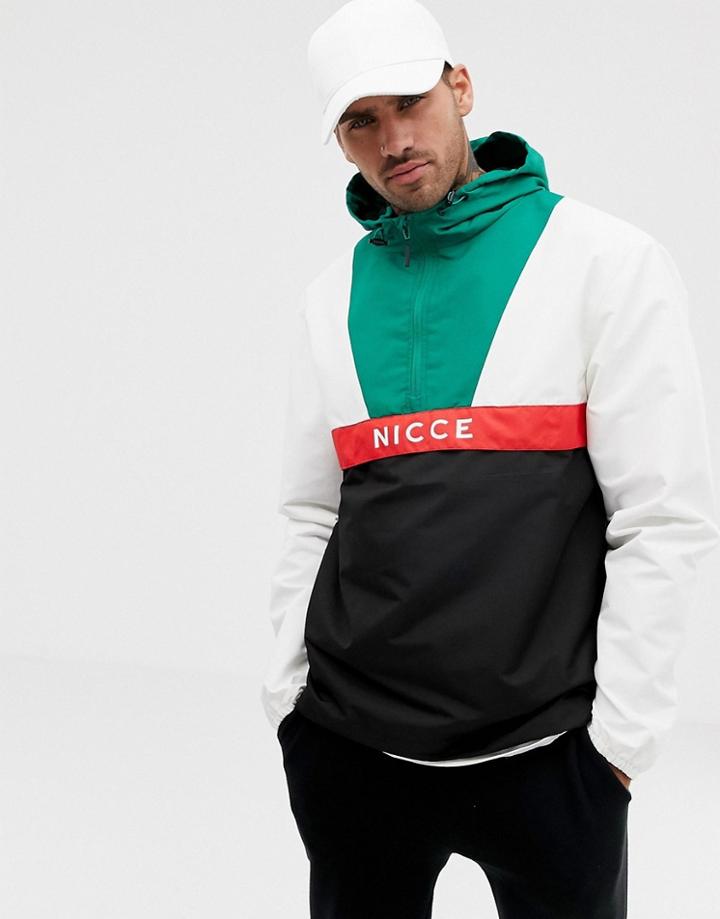 Nicce Windreaker Jacket In White Color Block - White