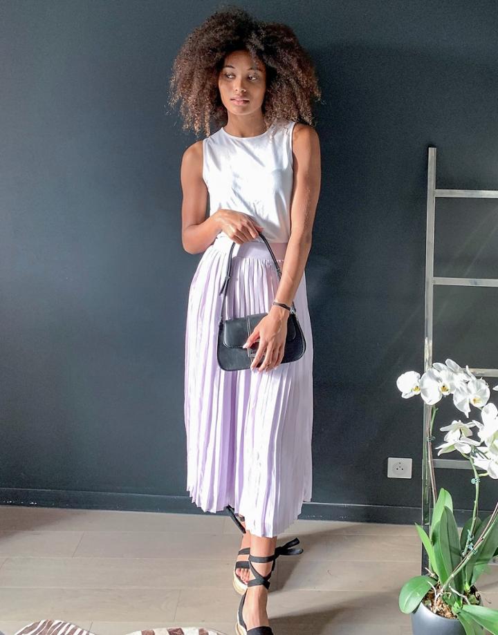 Vila Pleated Midi Skirt-pink