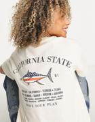 Pull & Bear California Oversized Logo T-shirt In Stone-neutral