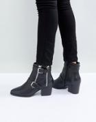 Asos Ration Zip Ankle Boots In Water Based Pu - Black