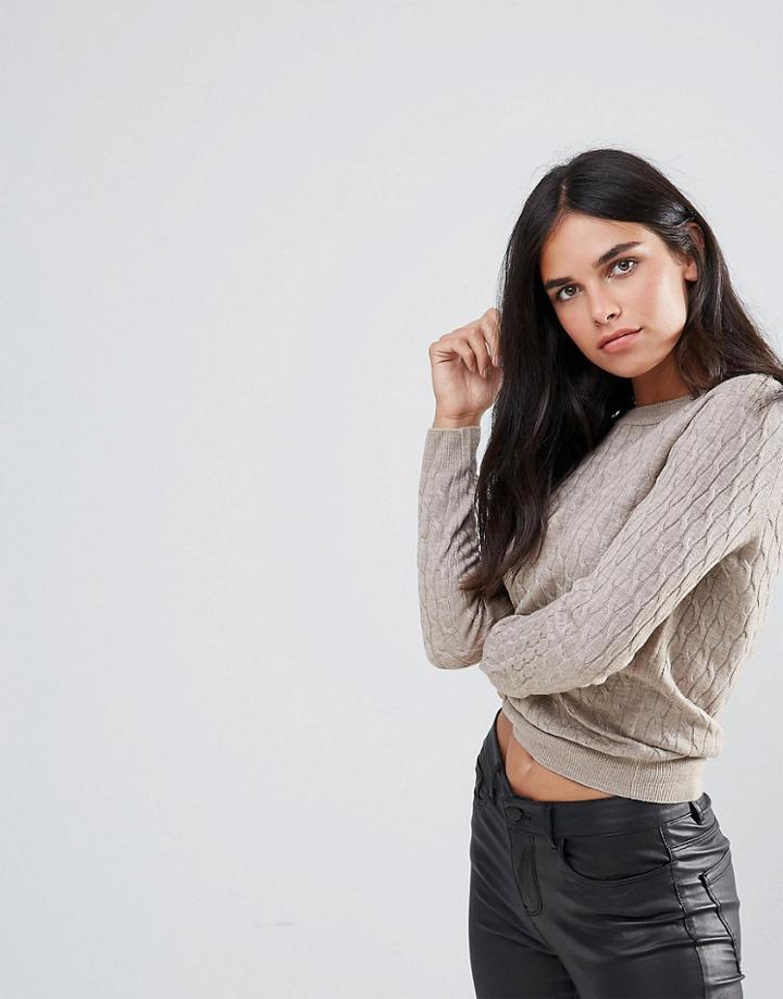 Jdy Popana Cable Knit Sweater - Beige