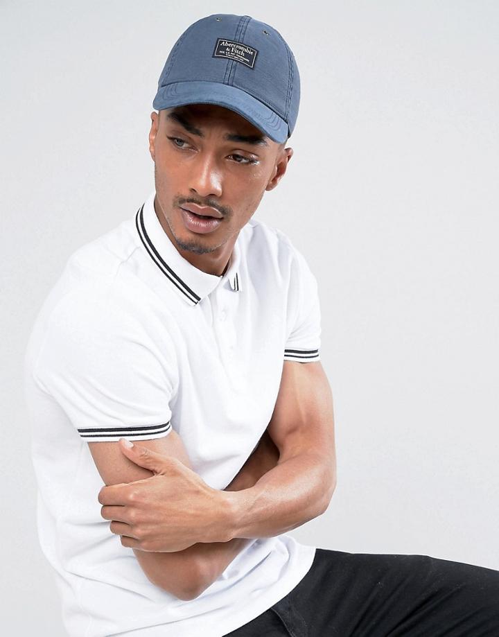Abercrombie & Fitch Baseball Cap Garment Dyed Tonal Logo In Navy - Navy