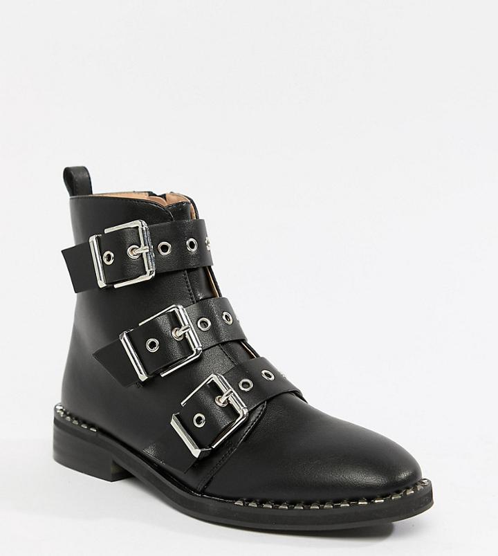 Raid Wide Fit Jack Black Eyelet Detail Studded Boots - Black