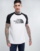 The North Face Raglan T-shirt With Chest Logo In White/black - White