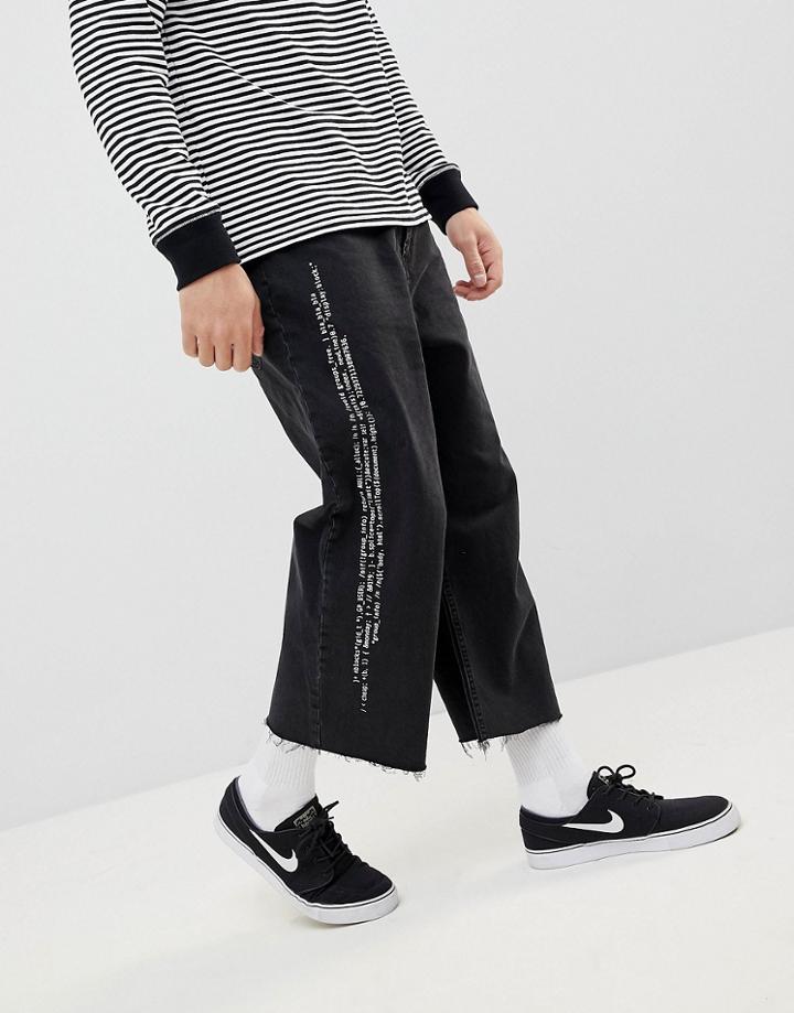 Cheap Monday Bez Cropped Jeans With Pixel Side Stripe - Black