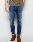 Nudie Jeans Long John Skinny Fit Clean Street Mid Wash - Clean Street