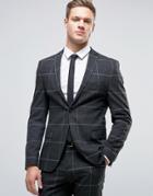 Selected Homme Super Skinny Suit Jacket In Grid Check - Gray