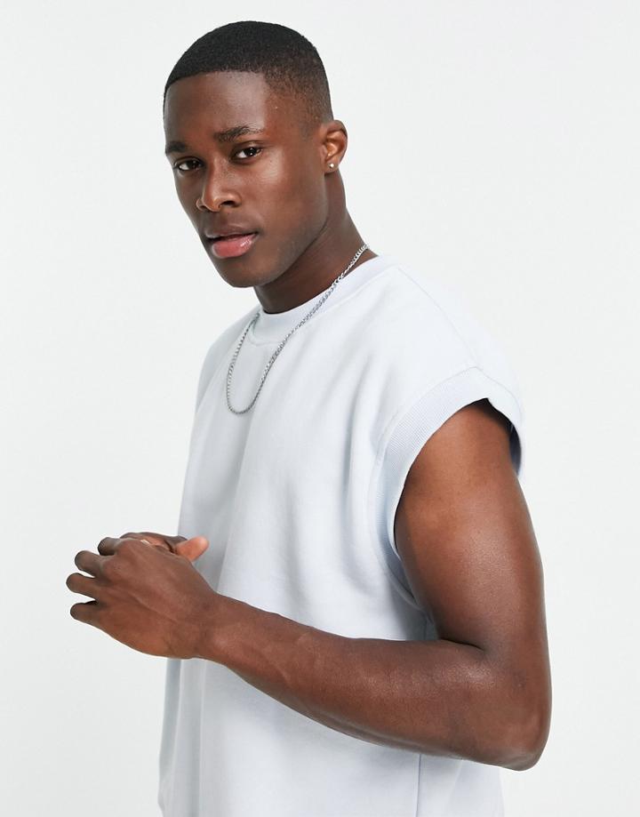 Topman Oversized Sleeveless Sweat In Blue-blues
