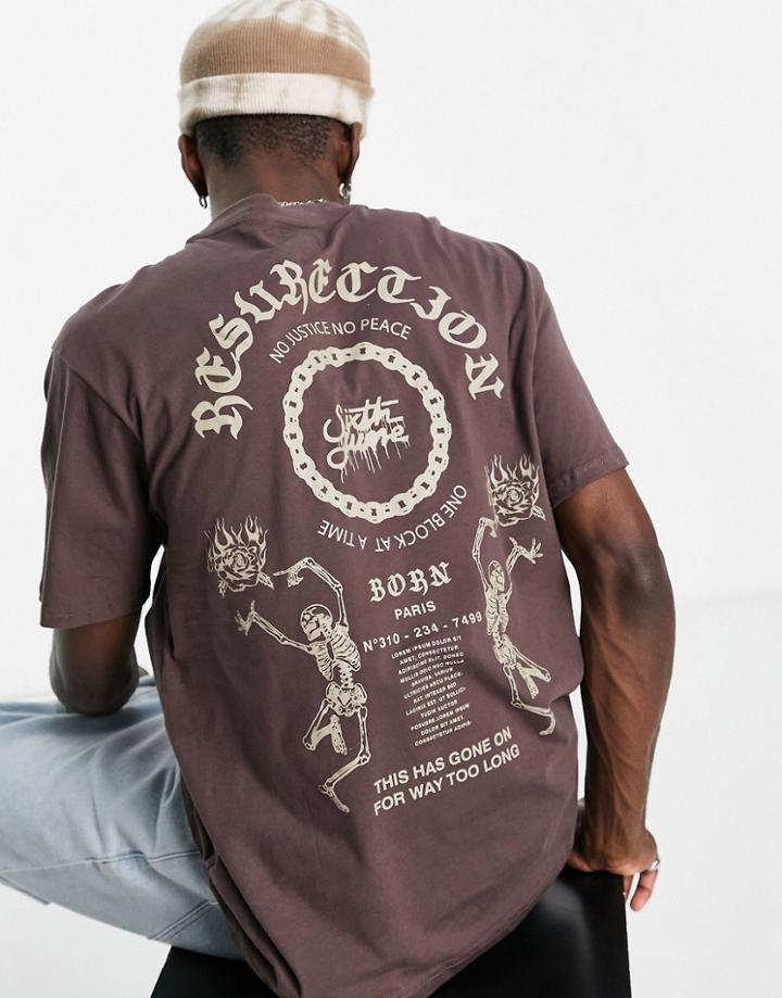 Sixth June Resurrection Back Print T-shirt In Brown