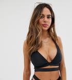 Wolf & Whistle Fuller Bust Exclusive Shiny Triangle Bikini Top In Black
