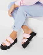 Asos Design Tiny Padded Plaited Flatform Mules In Pink