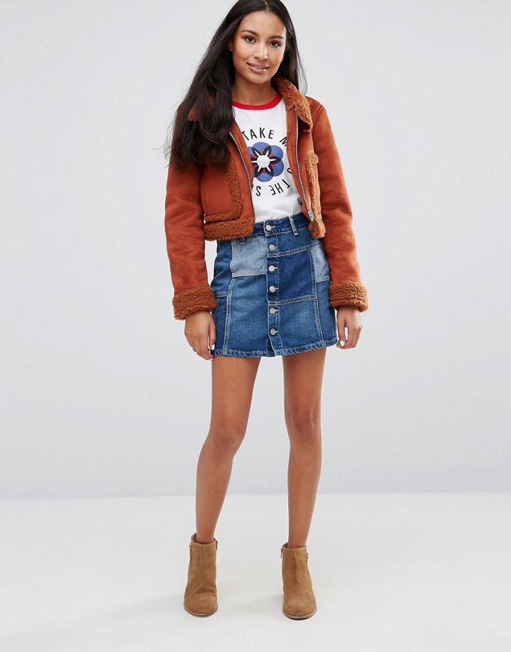 Pepe Jeans Jagger Patchwork Denim Mini Skirt - Blue
