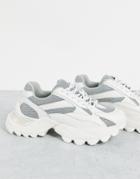 Na-kd Curved Trekking Sole Chunky Sneakers In White/gray