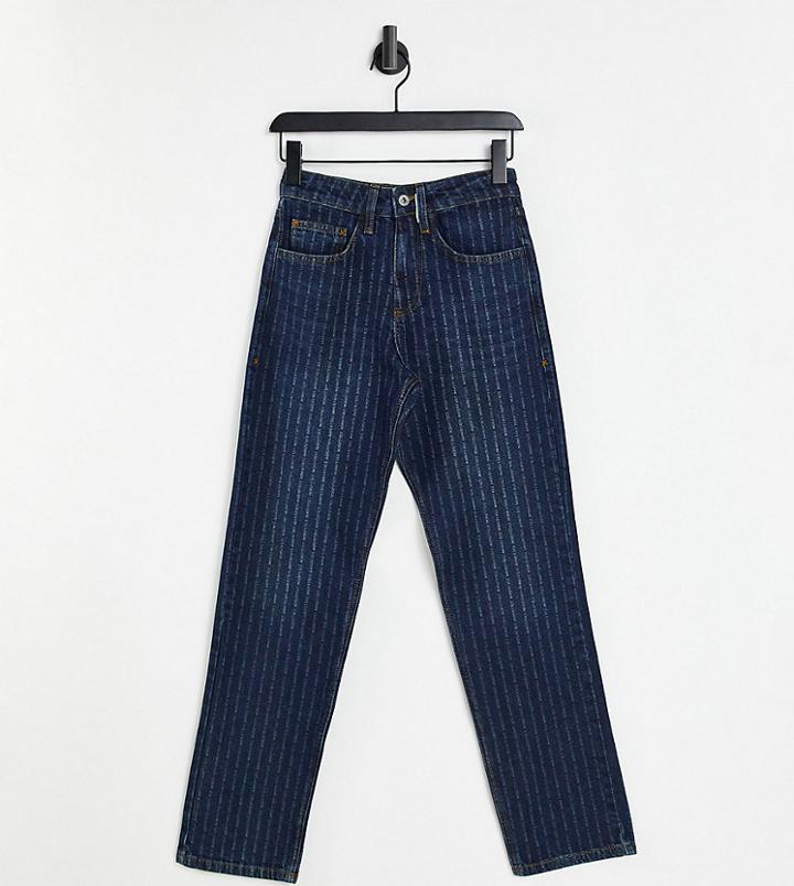 Collusion Unisex 90s Straight Leg Jeans With Laser Pin Stripe-blues