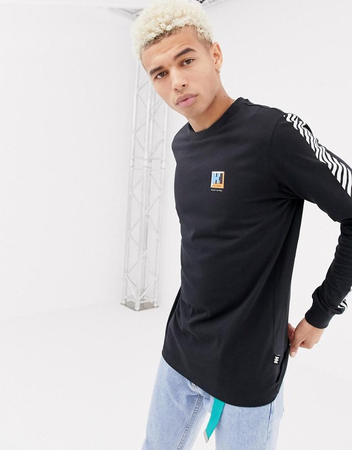 Sweet Sktbs X Helly Hansen Long Sleeve Split Logo T-shirt In Black - Black