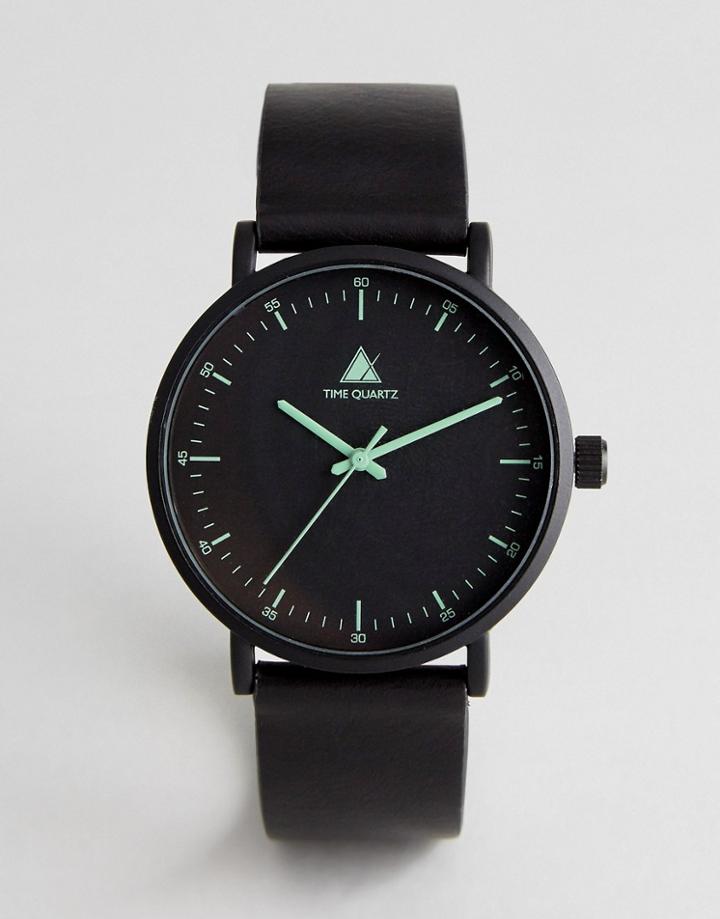 Asos Monochrome Watch With Green Details - Black