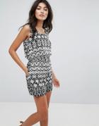 Anmol Monochrome Print Beach Romper - Black