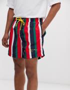 Karl Kani Signature Stripe Shorts In Navy/red - Navy