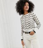 River Island Sweater With Chevron Stripe In White - White