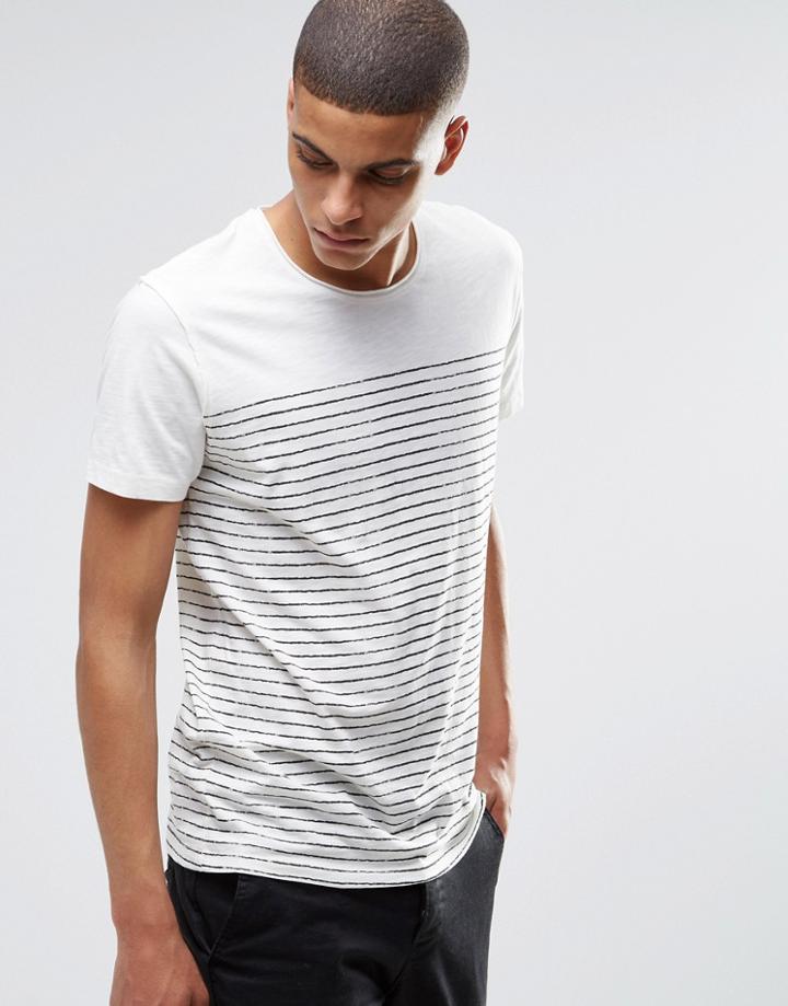 Selected Homme Painted Breton Stripe T-shirt - White