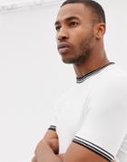 Asos Design Muscle Fit T-shirt With Tipping In White