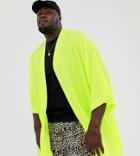 Asos Design Plus Festival Oversized Kimono In Neon Green - Green