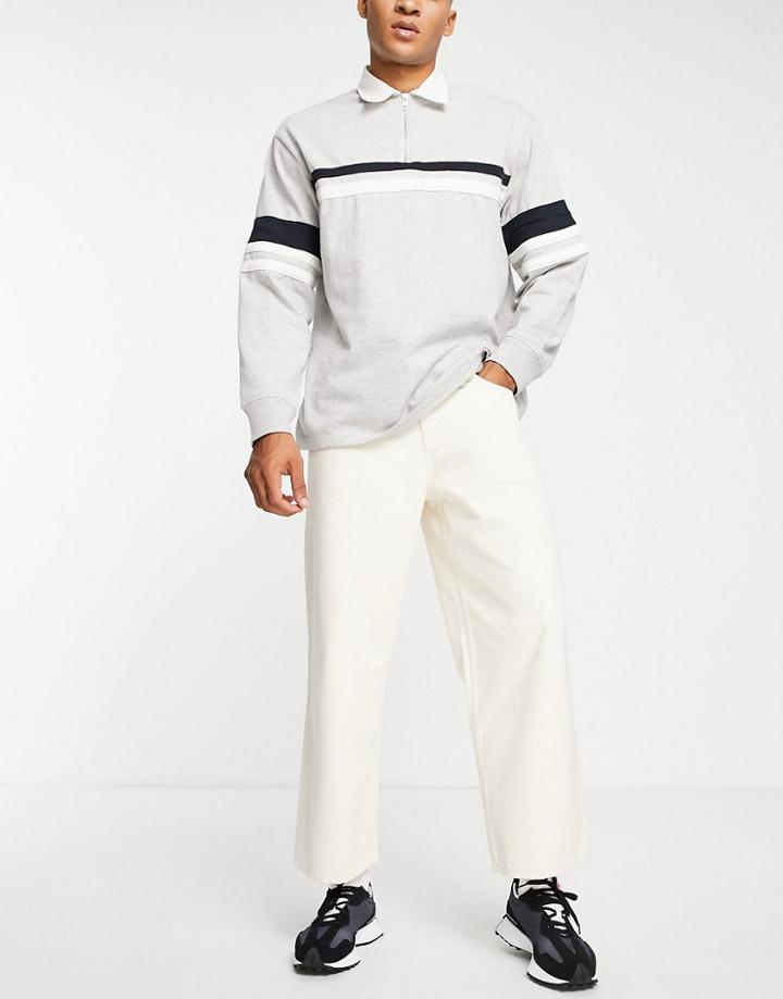 Asos Design Wide Crop Jeans In Ecru-white