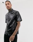 Asos Design Oversized High Shine Shirt In Black