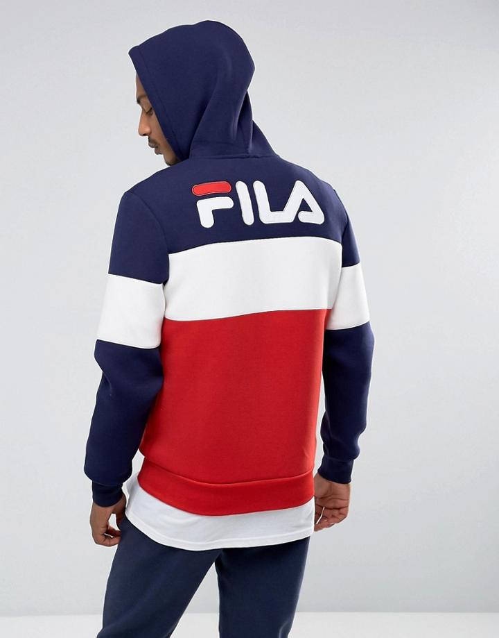 Fila Black Zip Through Hoodie With Retro Back Logo - Navy