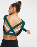 Asos 4505 Long Sleeve Top With Branded Elastic Strapping-green