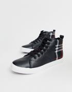 Brave Soul High Top Sneakers With Checked Panels - Black